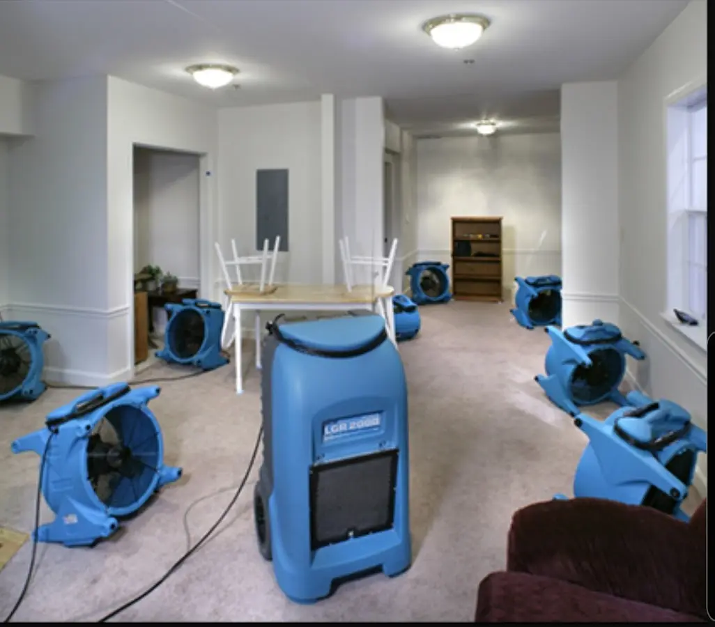 Air movers and dehumidifier setup for Water Extraction & Removal in Desert Palms